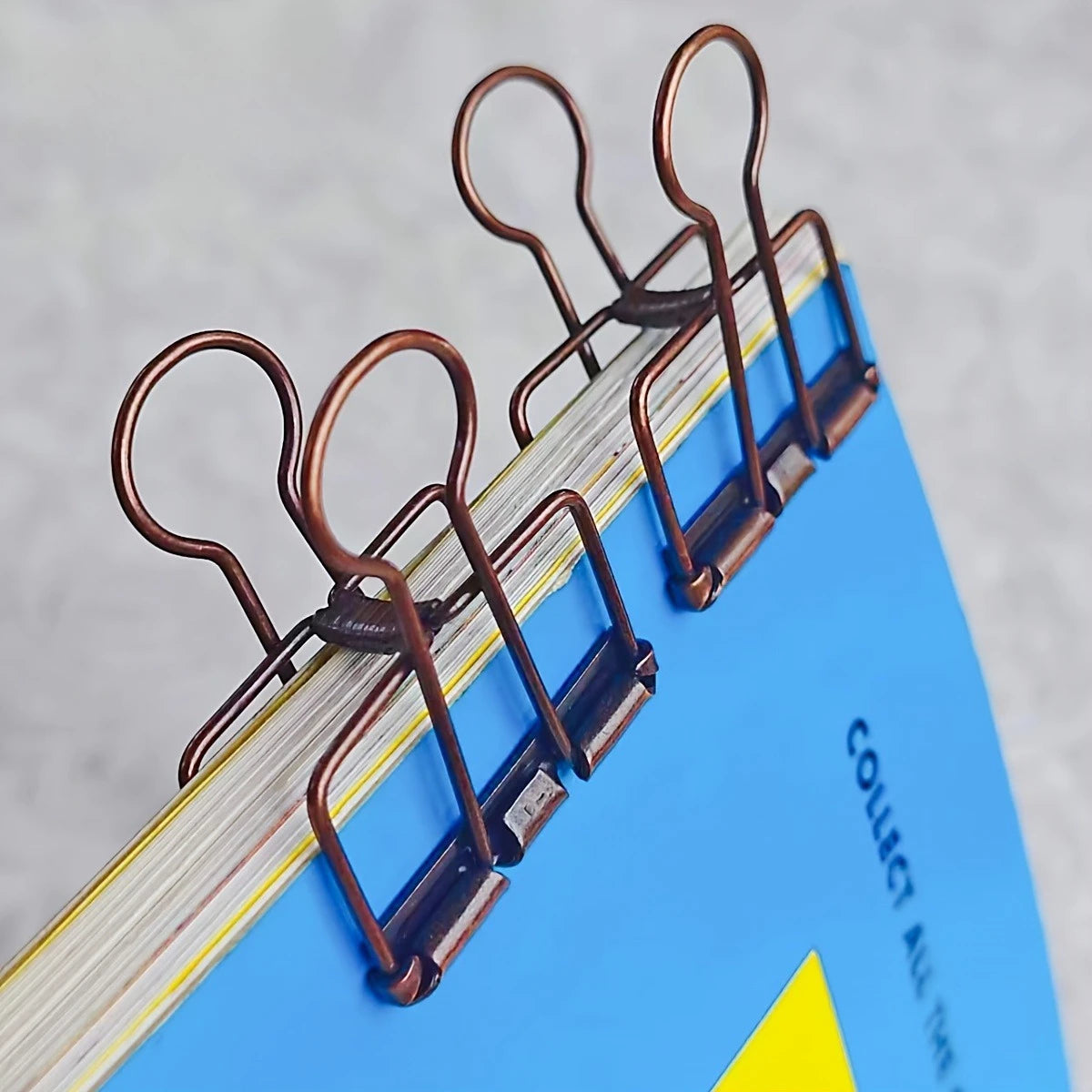 Brown Vintage Binder Clips, Retro Metal Paper Clamp Antique Style Book Clips for Planner & Reading, Aesthetic Stationery Qme