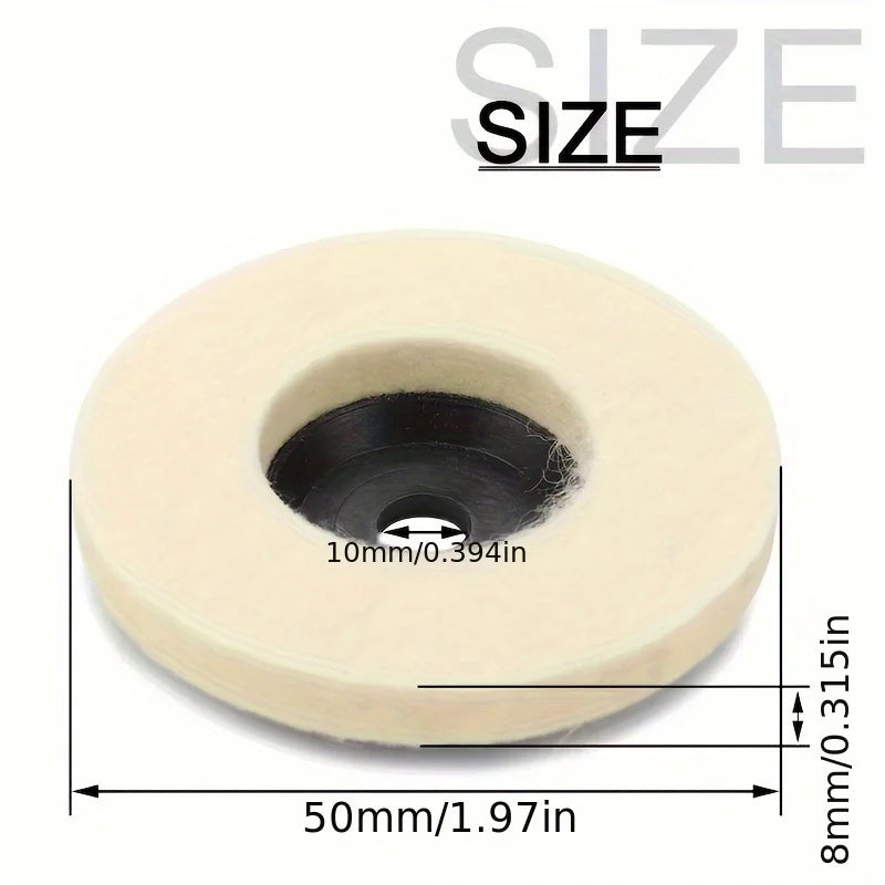 1/5/10pcs 50mm & 75mm Wool Polishing Wheel with Felt Backing Pad - Angle Grinder Compatible for Metal, Marble, Glass, Ceramic Qme