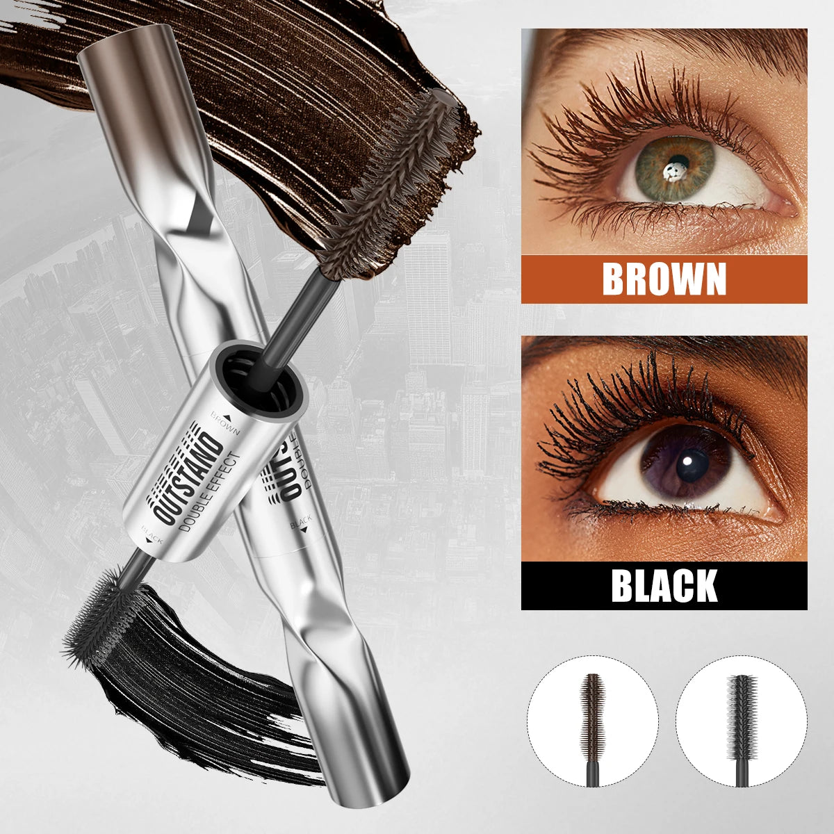 2 Color Waterproof Mascara | Long-Lasting, Smudge-Proof, Curling Formula Black & Green Shades, Formaldehyde-Free Eyelash Primer Qme