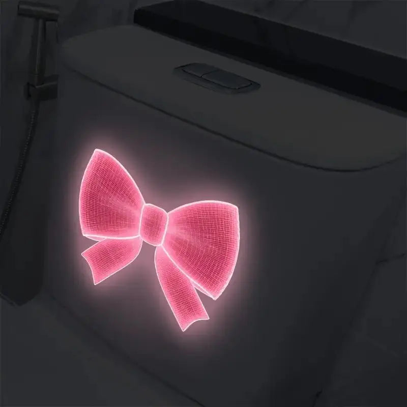 Glow-in-the-Dark Toilet Decoration Decals Luminous Toilet Seat Cover Sticker Pink Bowknot Design PVC Toilet Lid Wall Decoration Qme