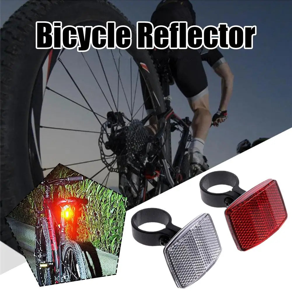 NEW Front & Rear Bike Bicycle Reflector Set Red White Fixings Mounting Bracket Warning Light Safety Lens Bicycle Accessorie Qme