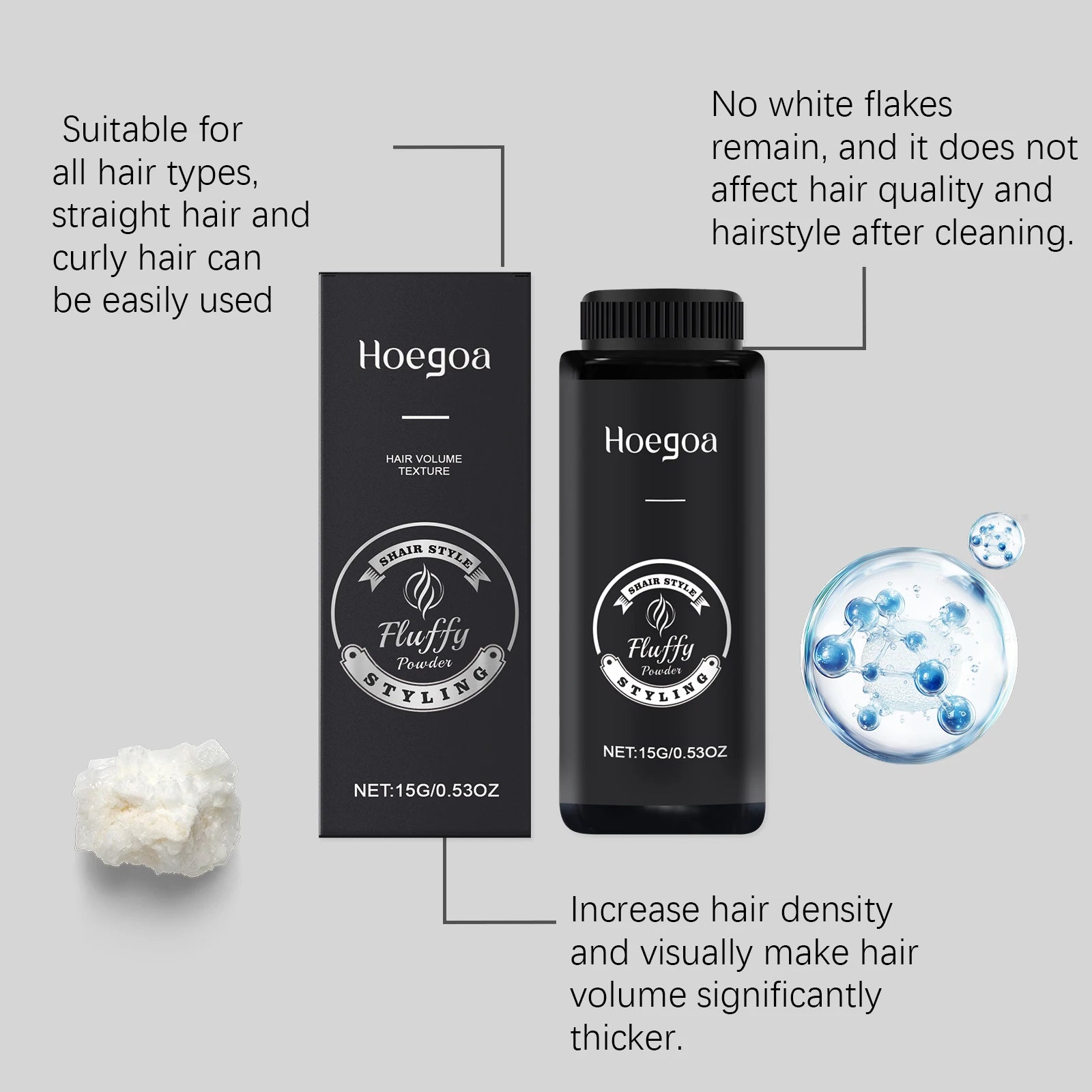 Matte Hair Styling Fluffy Hair Powder Volume Texturizing Fiber Build Up Oil Control & Thicker Looking Hair Finish for Men Women Qme