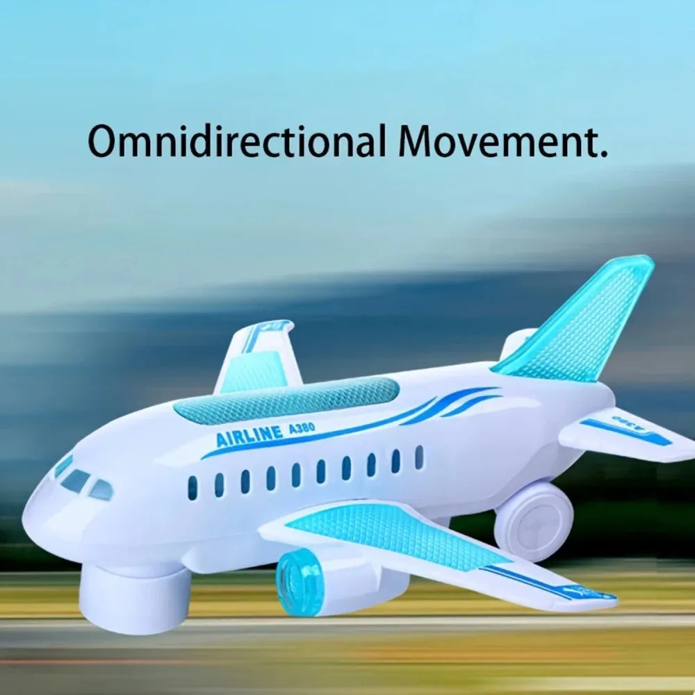 Aeroplane Toy Electric Airplane Toy with Flashing LED Lights & Sounds Bump and Go Musical Birthday Gift for Kids Boys Girls Qme