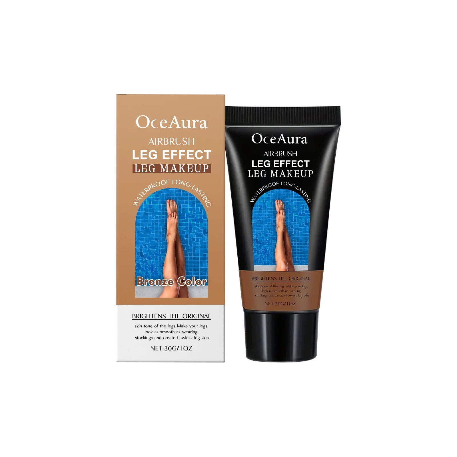 Waterproof Leg Makeup Concealer Cover Varicose Veins Growth Mark Scar Deepen Skin Color Natural Fake Tan Liquid Foundation Cream Qme Bronze Color