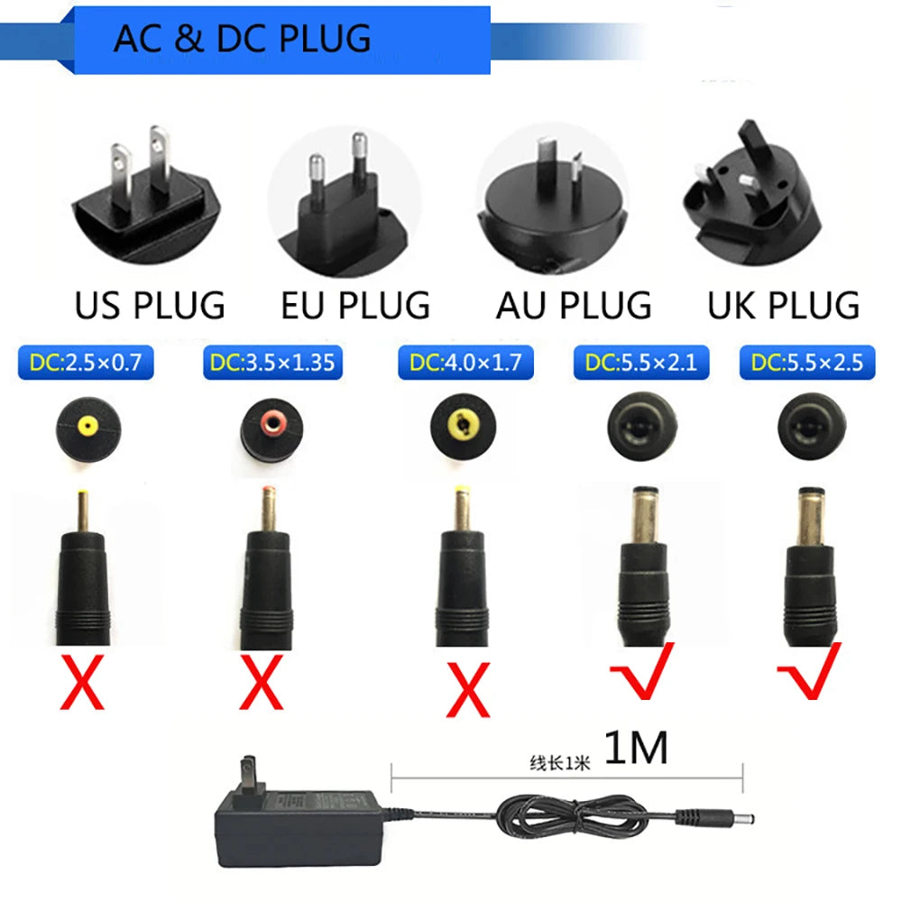 12.6 V1A 2A DC Power Adapter 18650 Lithium Battery Li-ion Charger for 3s 12.6V 2000MA Lithium Battery Pack Qme