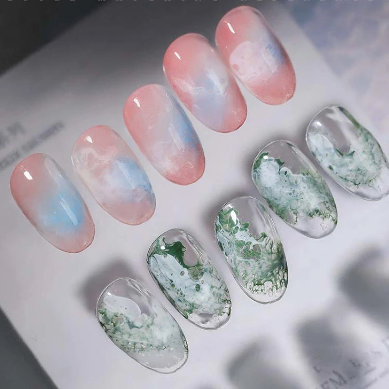 Sea Wave Blooming Liquid Gel Nail Polish Rapid Smudging Bubble Hole Gel Special Halo Dye Nail DIY Varnish Manicure Nail Salon Qme