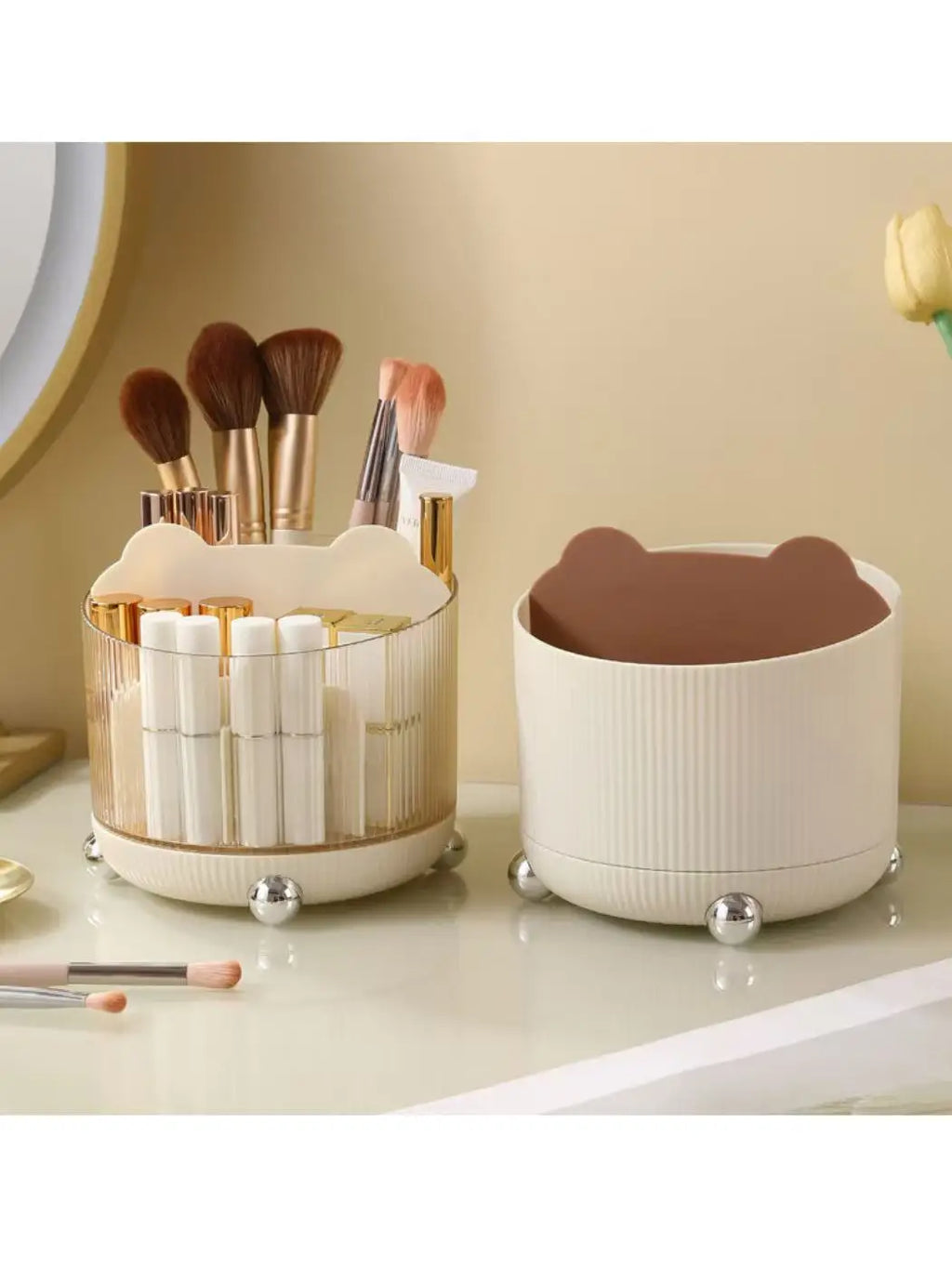 Rotating Desktop Cosmetic Storage Box Makeup Brush Organizer Qme