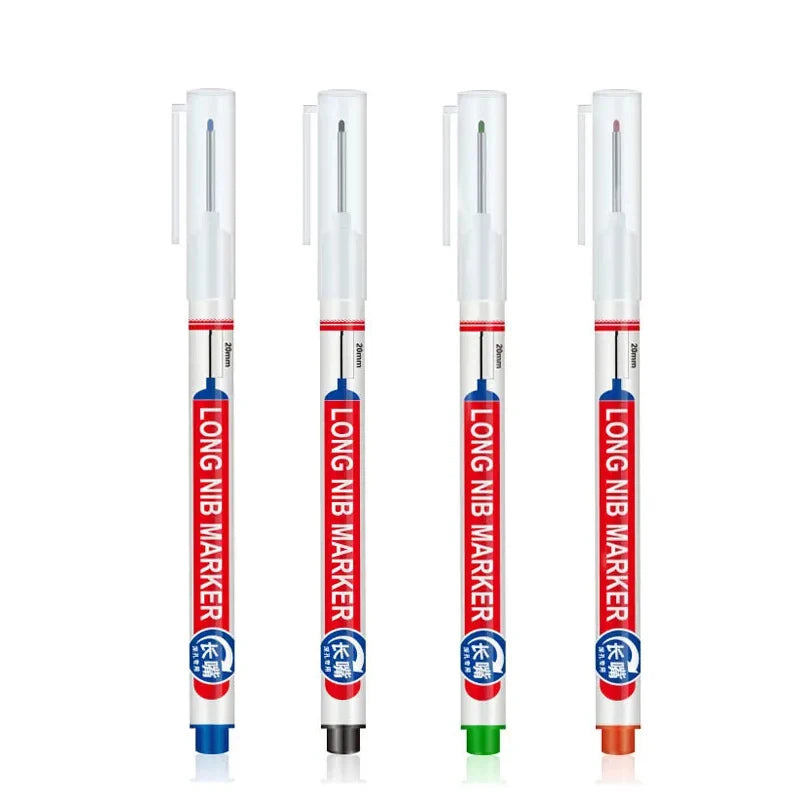 4Pcs/Set 20mm Deep Hole Long Nib Head Markers For Metal Perforating Pen Waterproof Bathroom Woodworking Decoration Multi-Purpose Qme 4Pcs mix color D