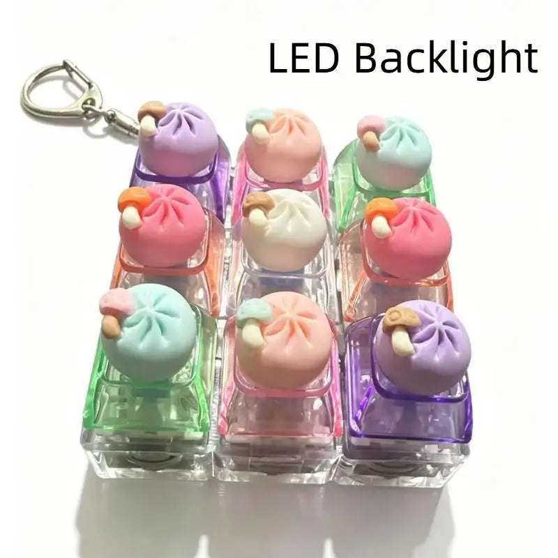 Keyboard Fidget Toy Keychain with LED Light 9 Button Clicker Anti Anxiety Stress Relief Toy for Party Favors Gifts Qme A2 one size