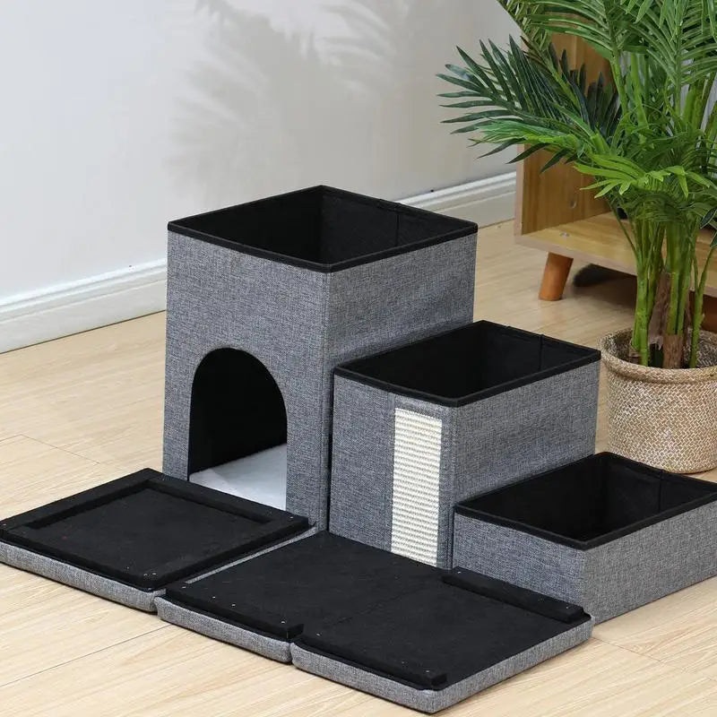 Pet Ladder Storage Box Cat Stairs Foldable Dog Stable Soft Organizer Qme