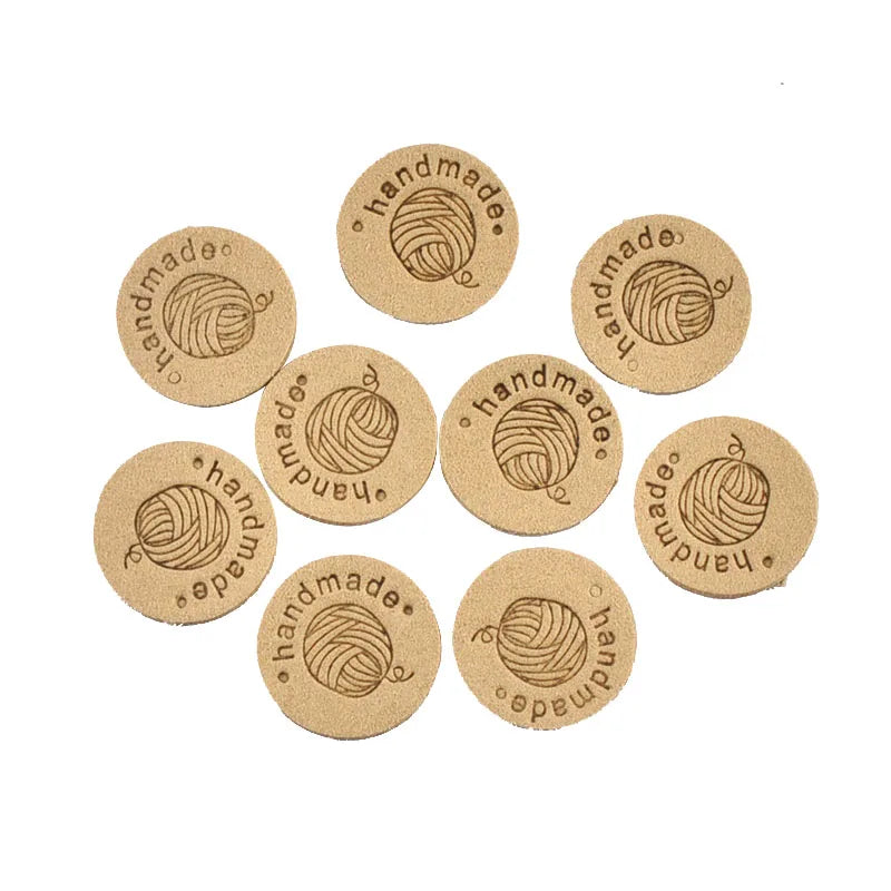 20Pcs 2.5cm Letter Embossed PU Leather Round Labels For Garments Bag Handmade Accessories Sewing Clothes Tags DIY Crafts c4011 Qme 11-20Pcs