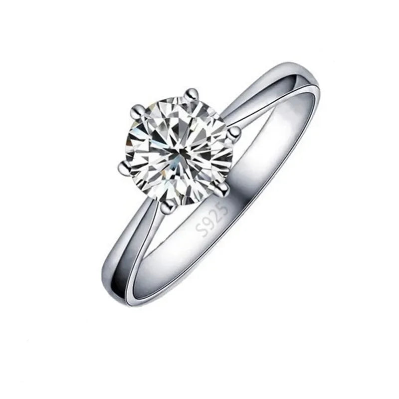 Simple Wedding Band Rings For Wedding 925 Sterling Silver Color White CZ Cubic Zirconia Finger Ring Bague Anillos Lover Gift Qme