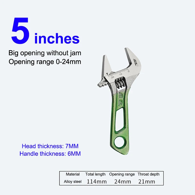 4/5/6/8 Inch Short Handle Adjustable Wrench Portable Mini Large Opening Monkey Spanner Household Wrench Tools Qme A1