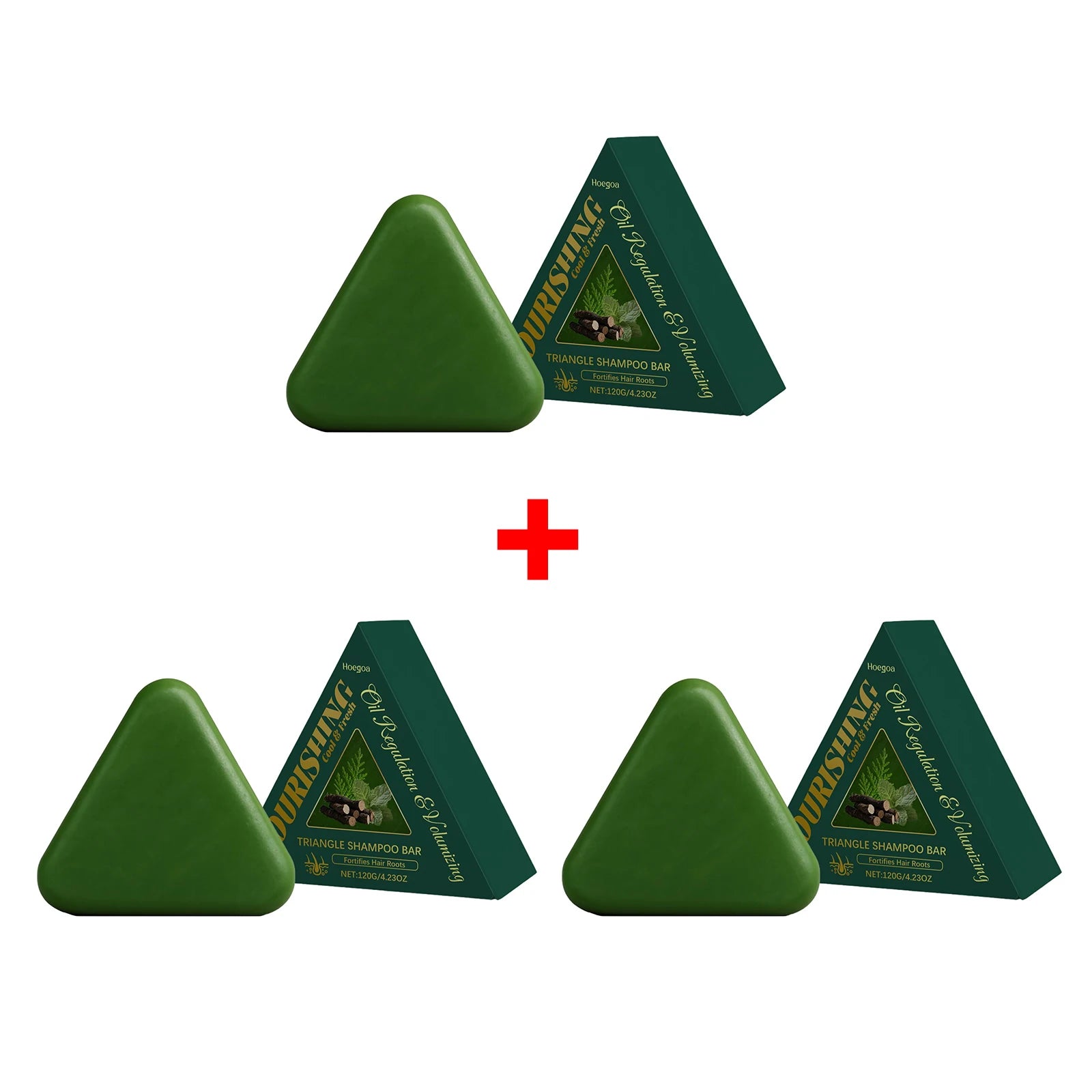 Nature Triangle Shampoo Bar Relieve Scalp Itching Refreshing Oil Control Remove Dandruff Improve Hair Loss Care Green Hair Soap Qme 3pcs Boxed