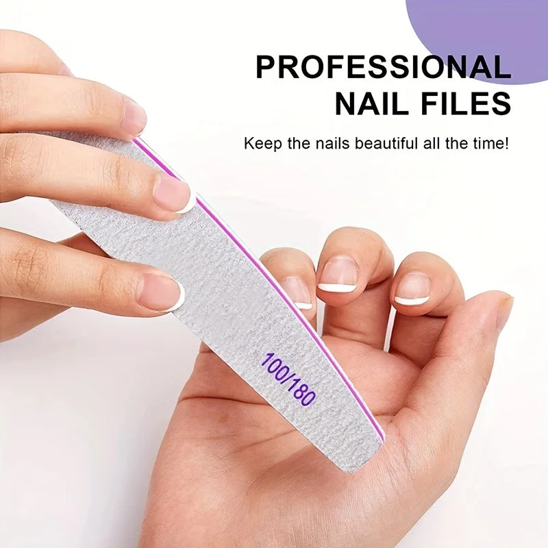 10Pcs nail file, 100/180 grit, durable sandpaper, high flexibility, odorless nail styling tool for manicures and pedicures Qme
