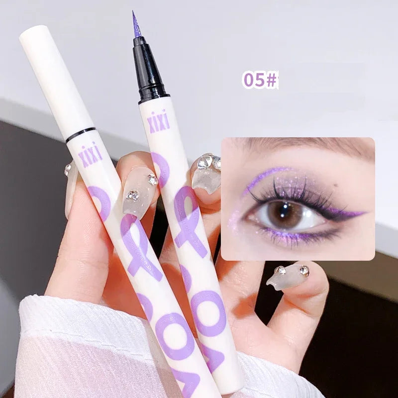 Liquid Aurora Blue Shiny Eye Liner Pen Glitter Phosphorescence Pigment Waterproof Shimmer Sparkling Eyeliners Diamond Eye Makeup Qme