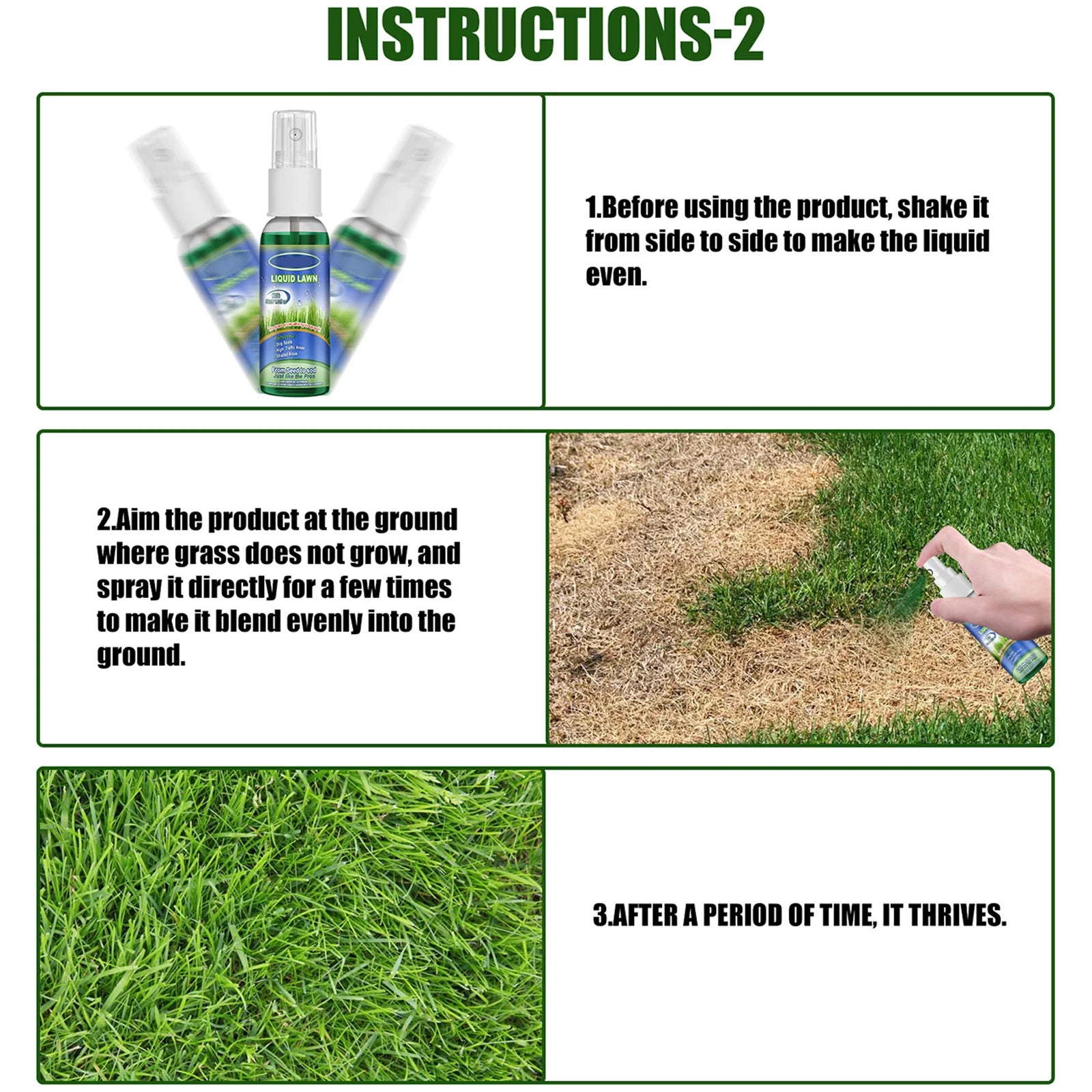 30ml Liquid Grass Spray Lawn Repair Solution for Dog Spots High TrafficEco-Friendly Long Lasting Odorless Safe for Yard Garden Qme