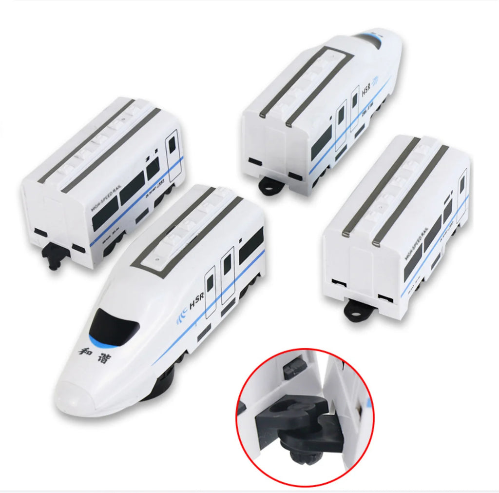 Kids DIY Simulation High Speed Railway Train Toy Car Electric Sound Light Model Train Educational Toys for Boys Girls Gift Qme