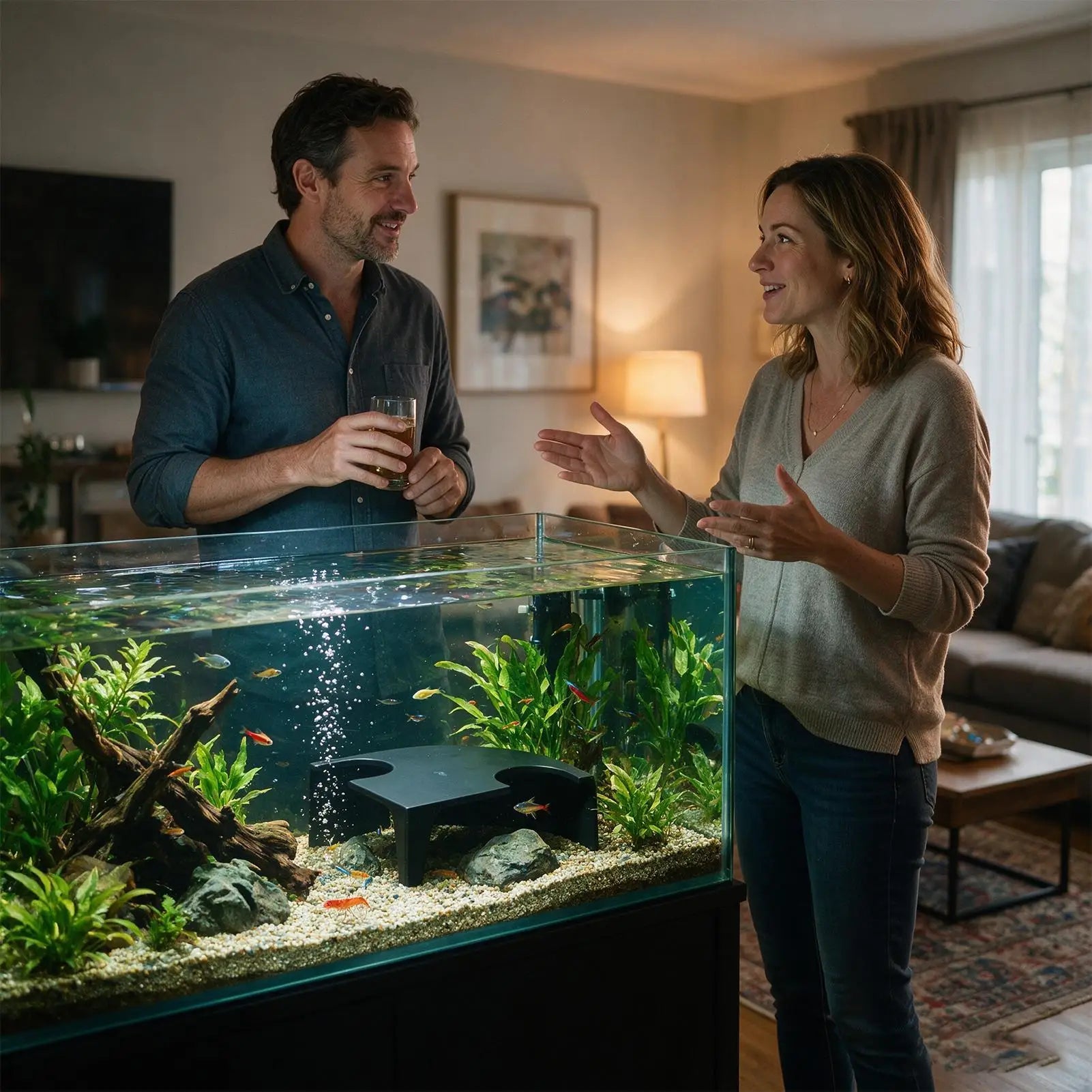 Aquarium Cave Landscaping Double-Opening Non-Slip Habitat 2-Piece Fish Tank Resting Spot Caves For Tank Betta Catfish Clown Crab Qme