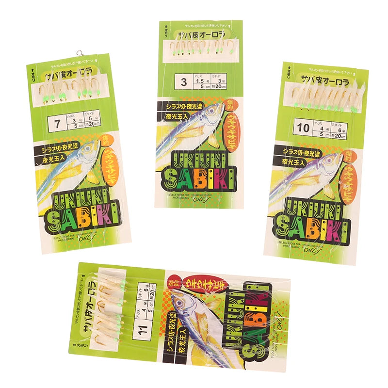 White Fish Skin Bionic String Hook Apollo Uki Sabiki Fishing Qme