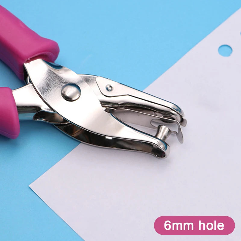 Kawaii Single Handheld Circle Shaped Hole Puncher Capacity 3 Qme 6mm