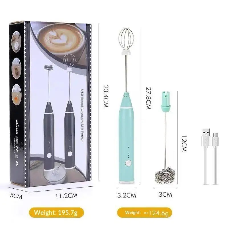 Rechargeable Handheld Electric Egg Beater 3 Speeds Stainless Steel Qme one size Green