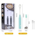 Rechargeable Handheld Electric Egg Beater 3 Speeds Stainless Steel Qme one size Green