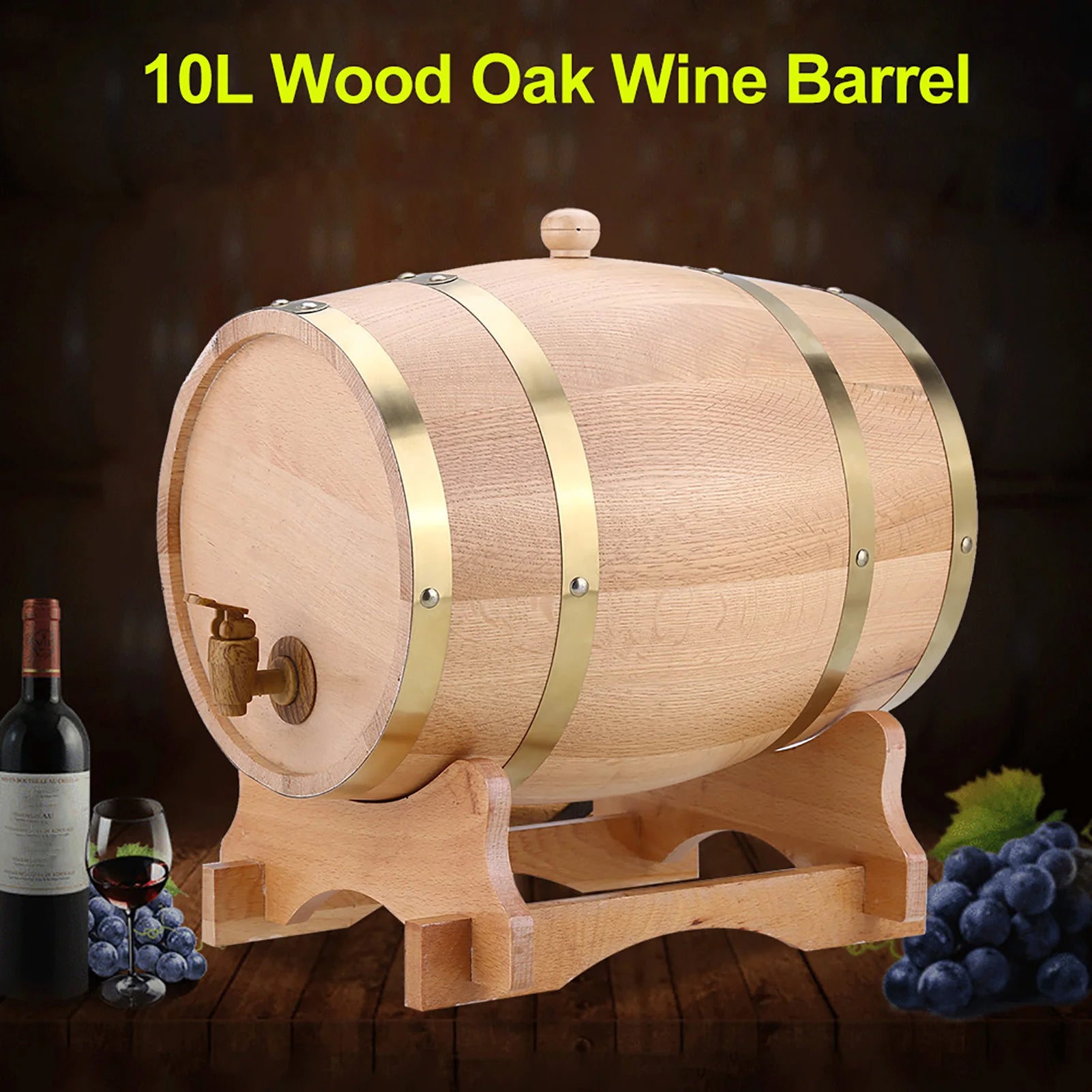 Barrel for Beer Oak Timber Wine Barrel Vintage Wood Oak Timber Wine Barrel for Beer Whiskey Rum Port Vintage 1.5/3/5/10L Qme 10L