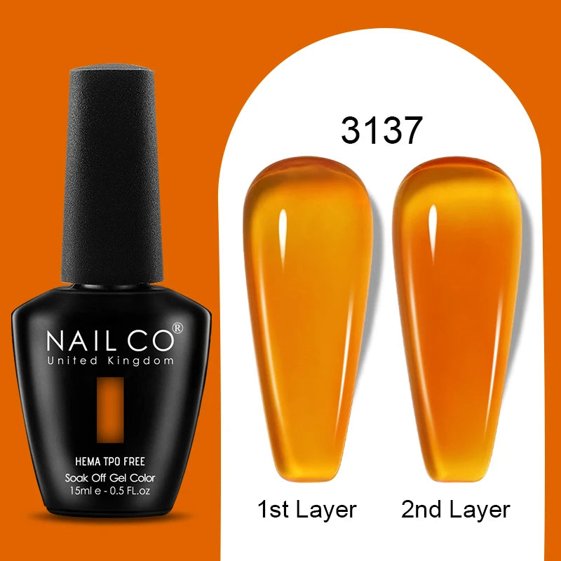 Nailco Jelly Gel Nail Polish Transparent Varnishes 44 Colors Red Pink