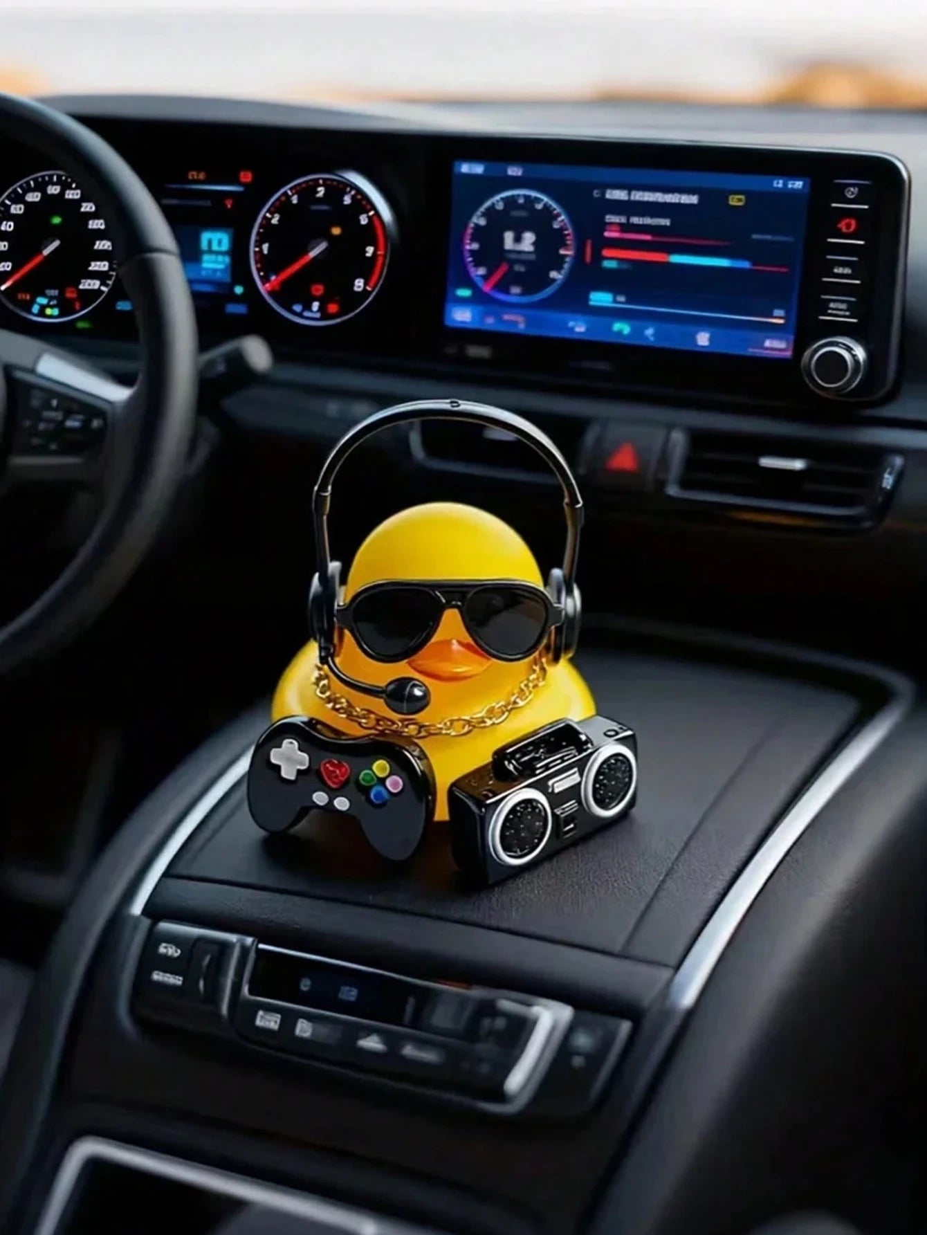 Car Yellow Duck Center Console Decoration Cool Interior Accessories Qme
