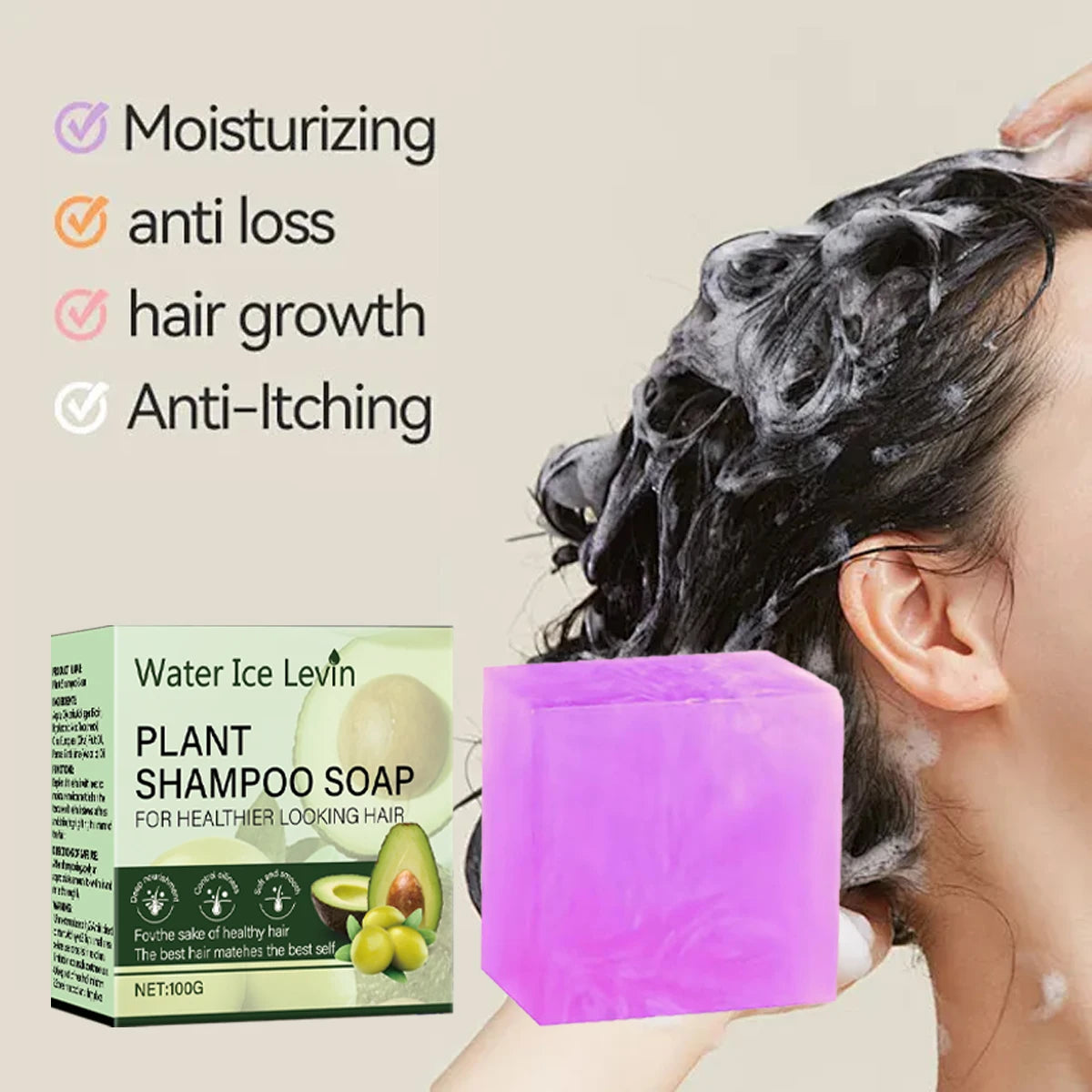 Plant Shampoo Soap for Healthier Looking Hair with Collagen - Moisturizing Formula with Olive Fruit Oil for Hair Clean Qme
