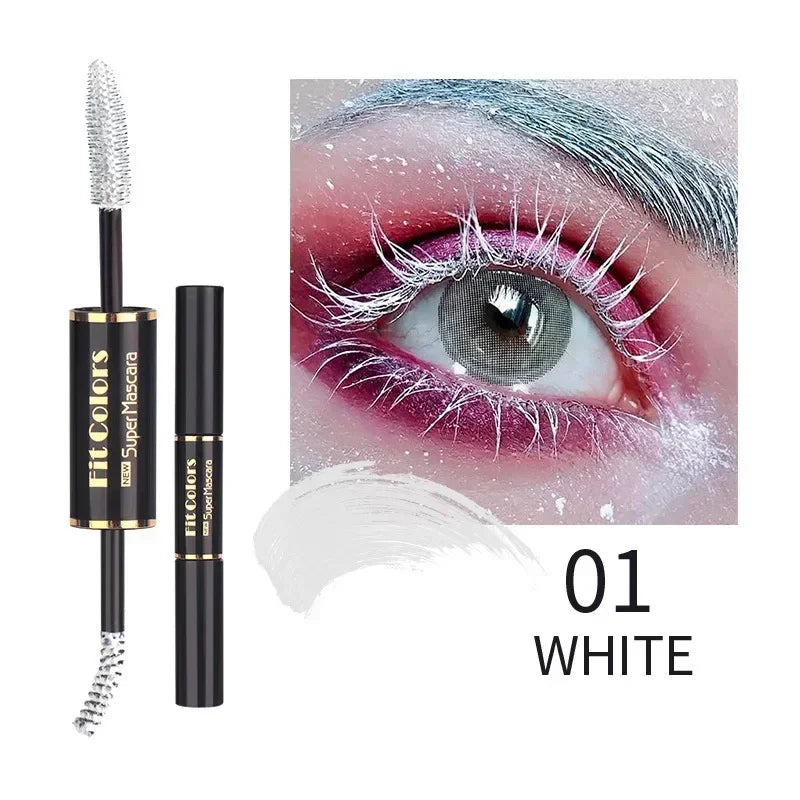 Double Head Colorful Mascara Waterproof Eyelashes Extension Thick Curling Quick Dry Long-lasting Blue Purple White Mascara Qme 01