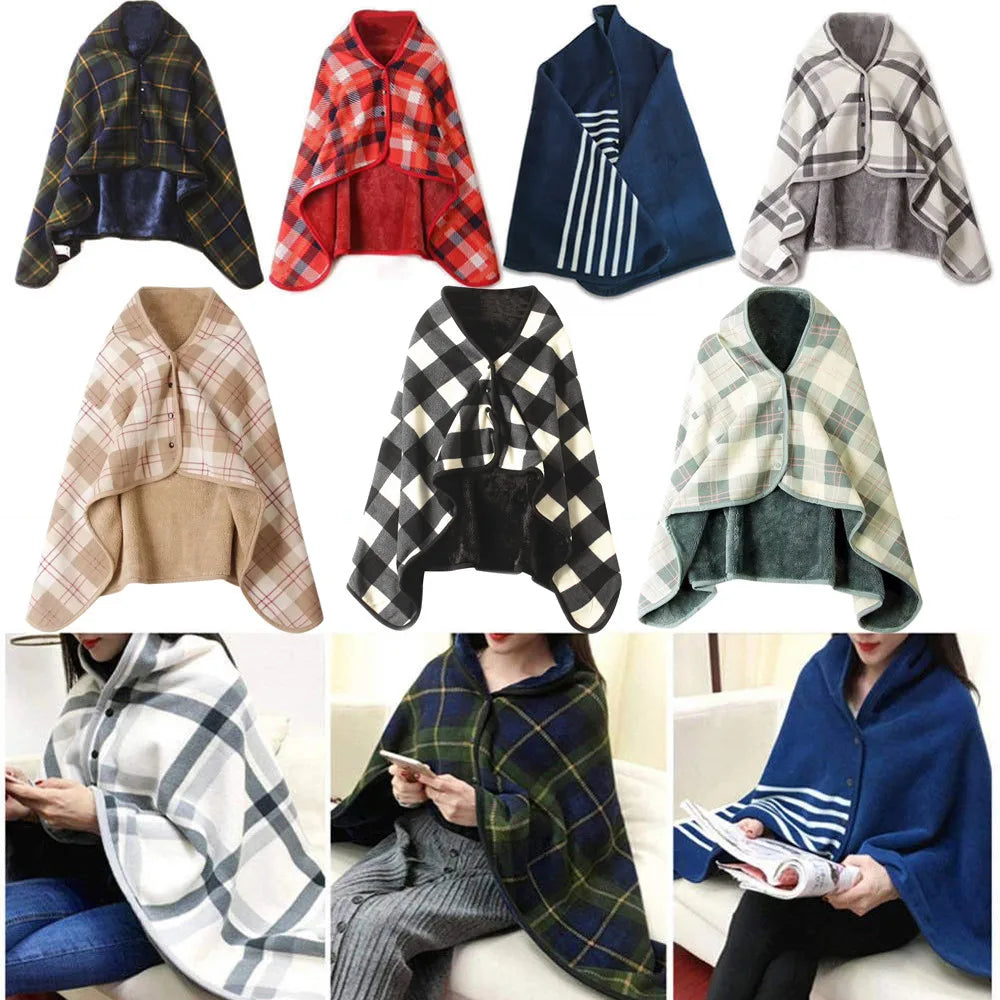 Multifunction Warm Blanket Shawl Plaid Lady Multifunction Wrap Winter Doublelayer Tartan Scarf Home Textiles Minds Blanket Qme