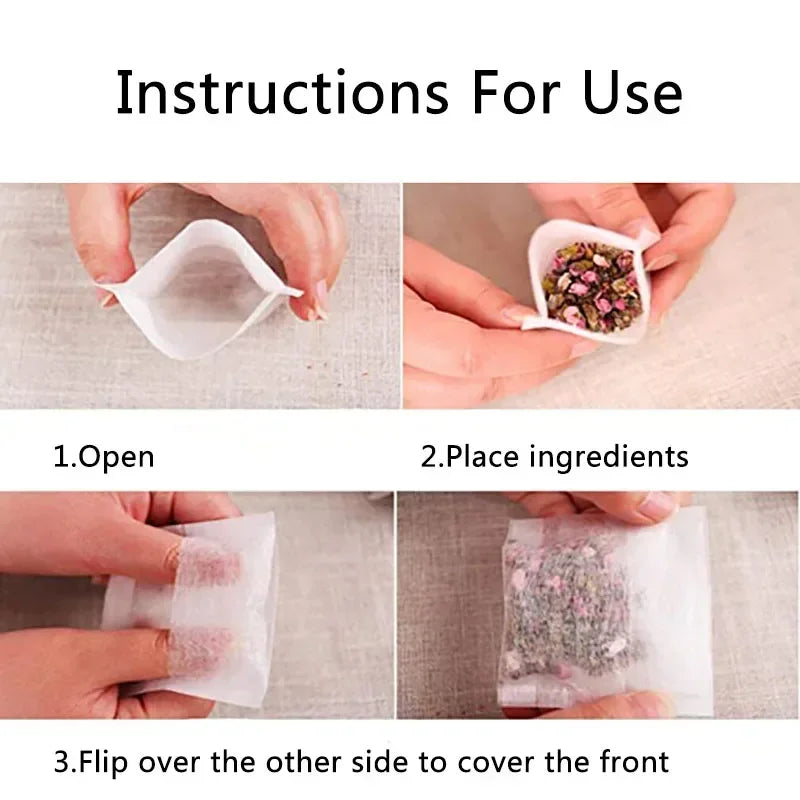 100/200/500 Pack Disposable Filter with Flip-Over Seal Empty Teabags Herb Loose Tea Bag Qme