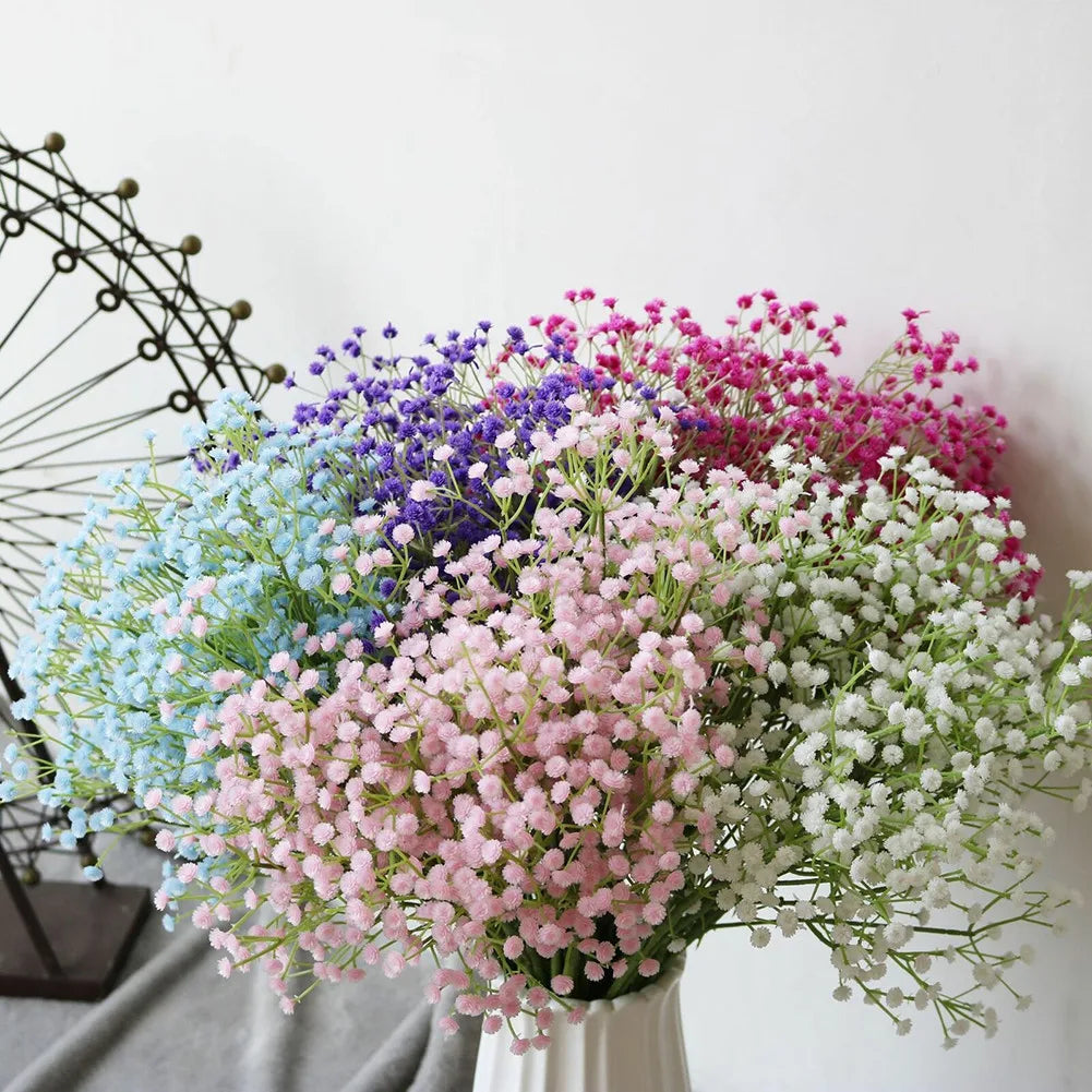1 pc Artificial Flower Fake Silk Gypsophila Flower Simulation Gypsophila Flower Wedding Bouquet Home Garden Hotel Party Decor Qme