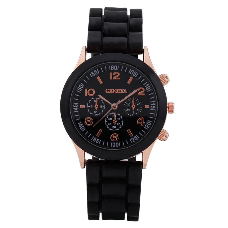 2pcs minimalist silicone tape, niche temperament, three eye casual women's watch, quartz watch Qme