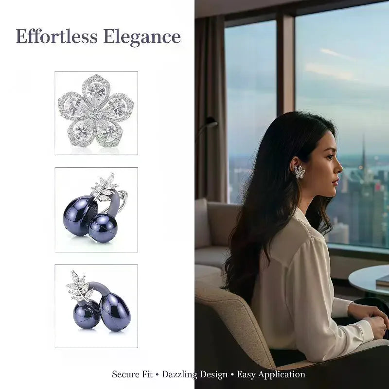 Flower Earphone Rhinestone Buckle Detachable Bluetooth Headset Clip Qme