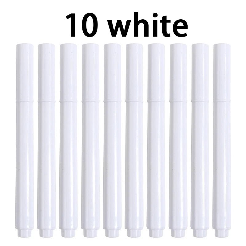 3-25Pcs/Set White/Colors Liquid Chalk Erasable Pen Marker For Glass Windows Electronic Blackboard Chalkboard Whiteboard Marker Qme 10 white