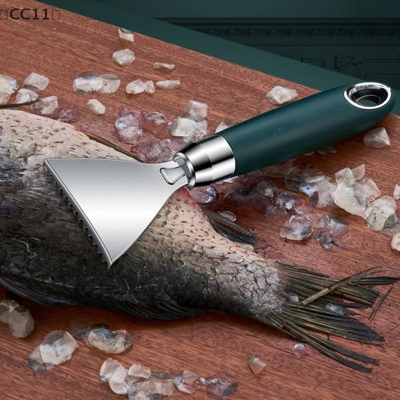 CC11Fish Skin Peeler Stainless Steel Fish Scale Scraper Non-slip ABS Qme