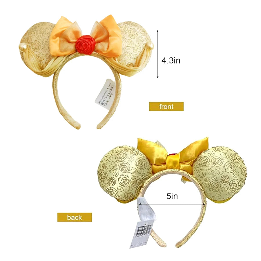 Mickey Mouse Princess Belle Headband Mermaid Minnie Ears Plush Headwear Children Toys Festival Party Decoration Hair Accessories Qme