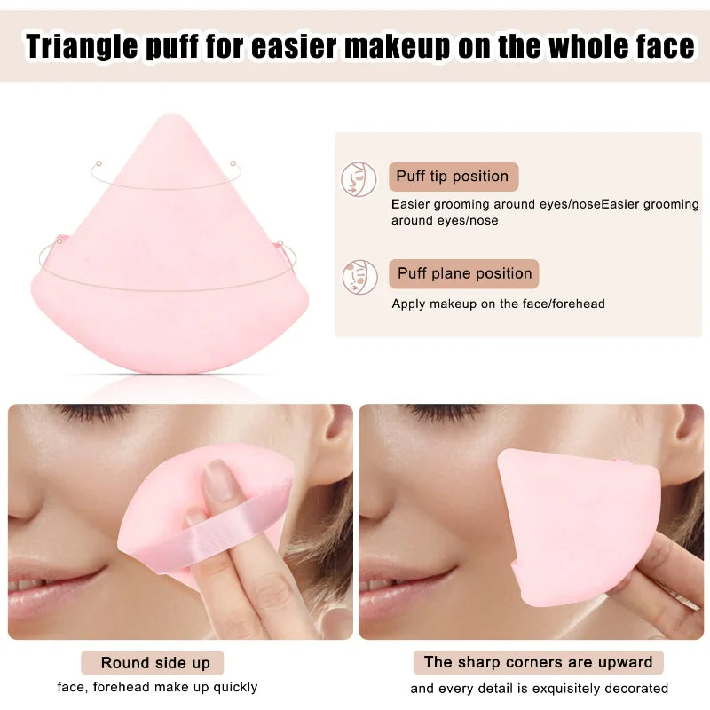 Cotton Powder Puff Riangle Both Dry Wet Makeup Setting Concealer Qme