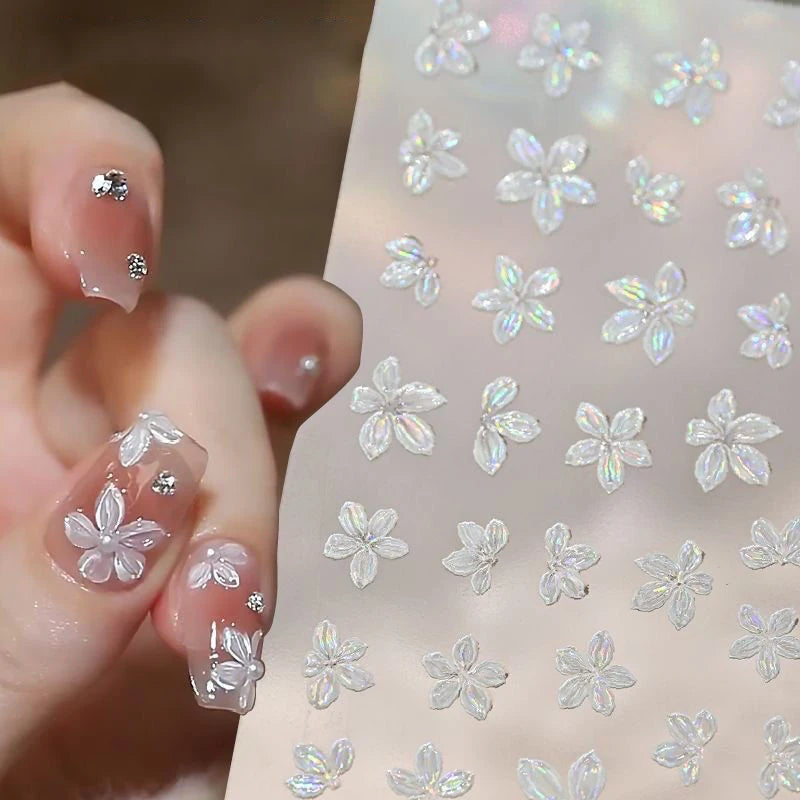 Mini 5-Petal Flower Nail Sticker Colorful DIY Decal Fresh Small Art Qme