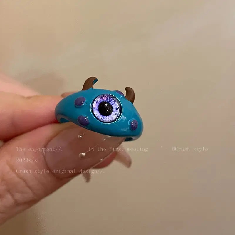 Funny Big eye little Monster Open Rings Women Cartoon Cute Cat Resin Finger Ring Y2K Fashion Couple Friends Jewelry Gifts Qme 4 China Mainland resizable