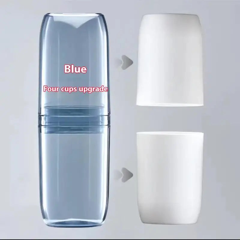 Portable Toothbrush Case Storage Box Outdoor Business Trip Travel Qme Blue 4 cups