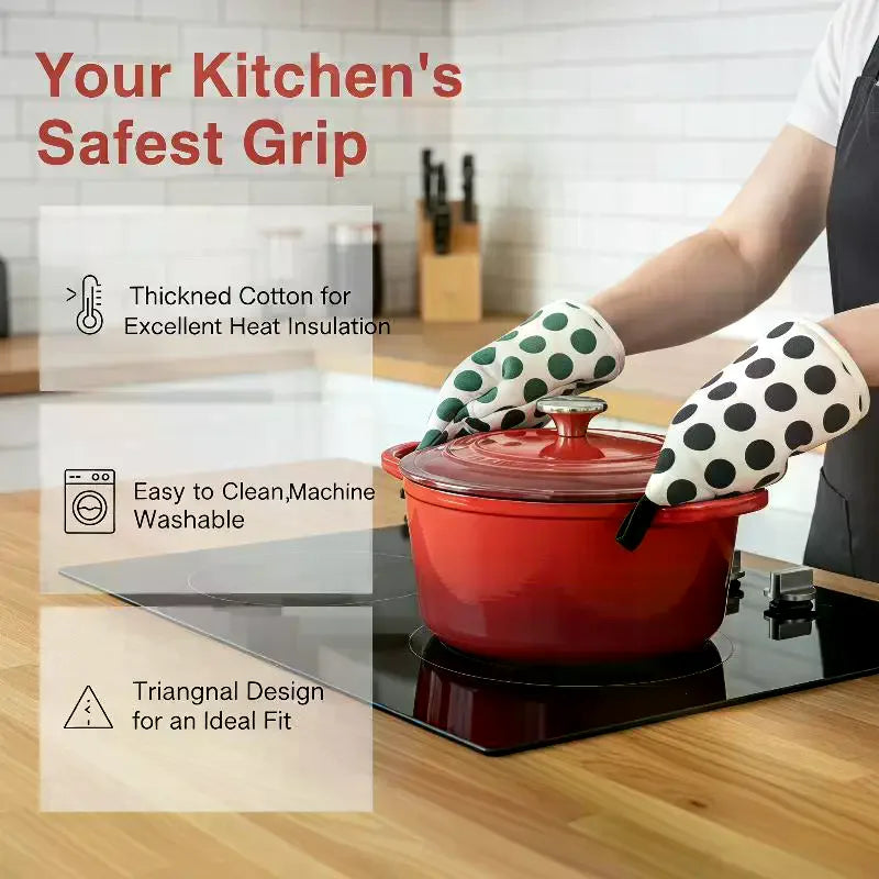 Cotton Linen Polka Dot Triangular Pot Handle Holders Heat Insulation Hanging Loop Perfect For Kitchen Cooking Baking Qme