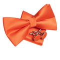 Hi-Tie Men's Bow Tie Handkerchief Cufflinks Set Monochrome Solid Stripe Pre-Tied Wedding Business Qme LH-0588