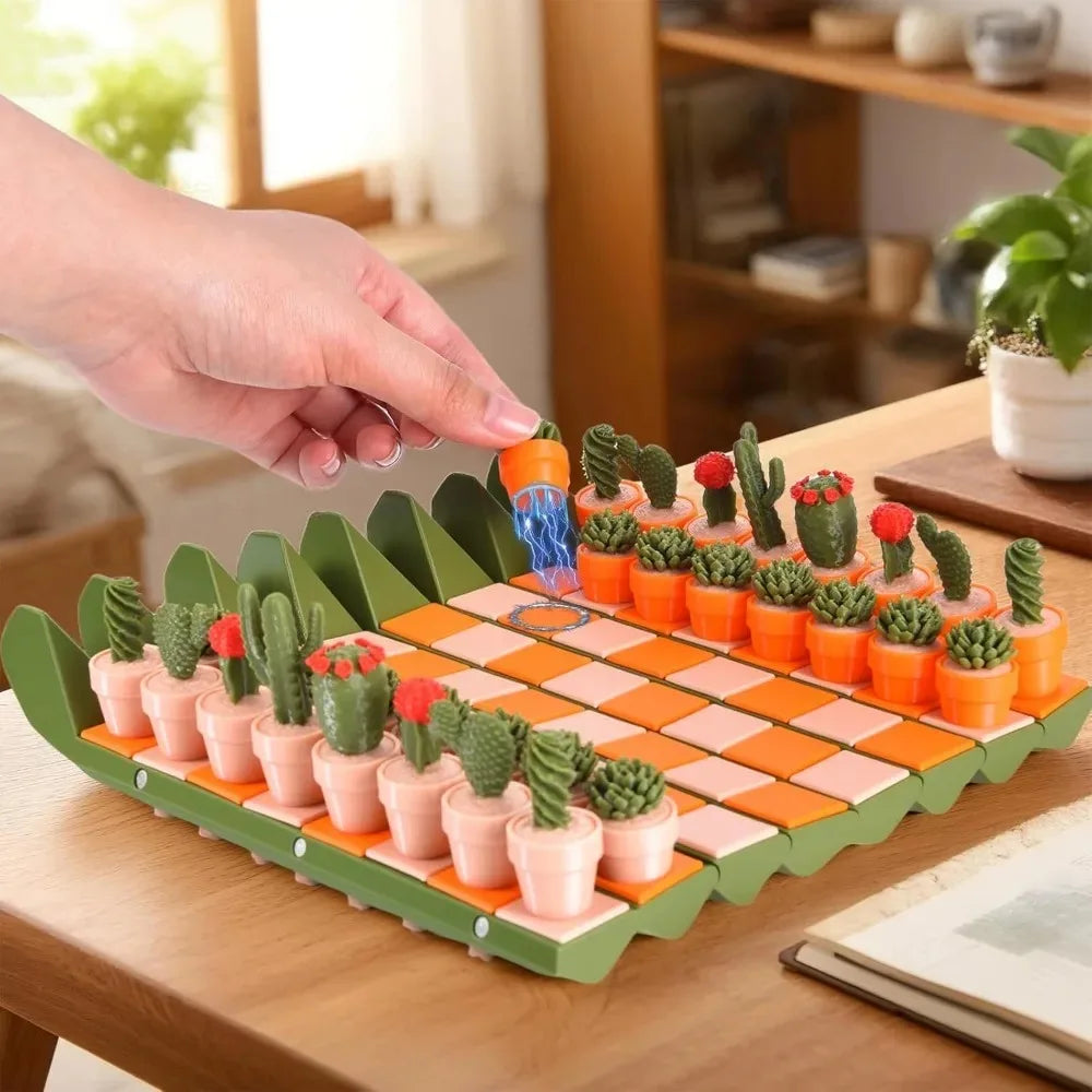 Cactus Chess Set 3D Cactichess Roll Up Portable Travel Chess Board Cactus Magnetic Chess Set Fun Chess Gift for Plant Lovers Qme