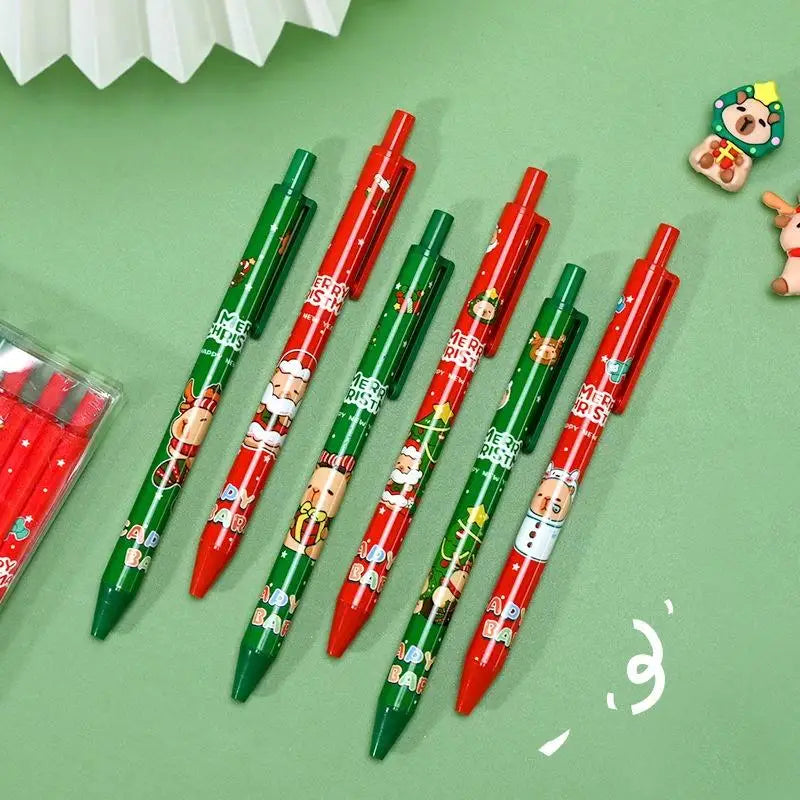 Cute Christmas Capybara Pens Cartoon Santa Claus Snowman Elk Pressing Qme