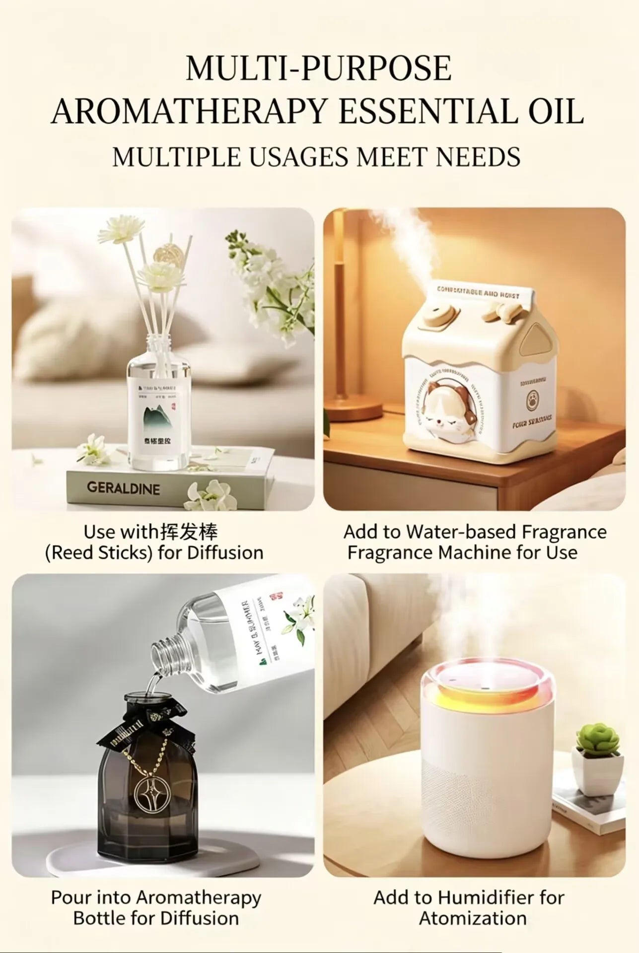 Air freshener refill / Humidifier aromatherapy refill 12 different natural scent combinations (Lavender, Jasmine, White Tea) Qme