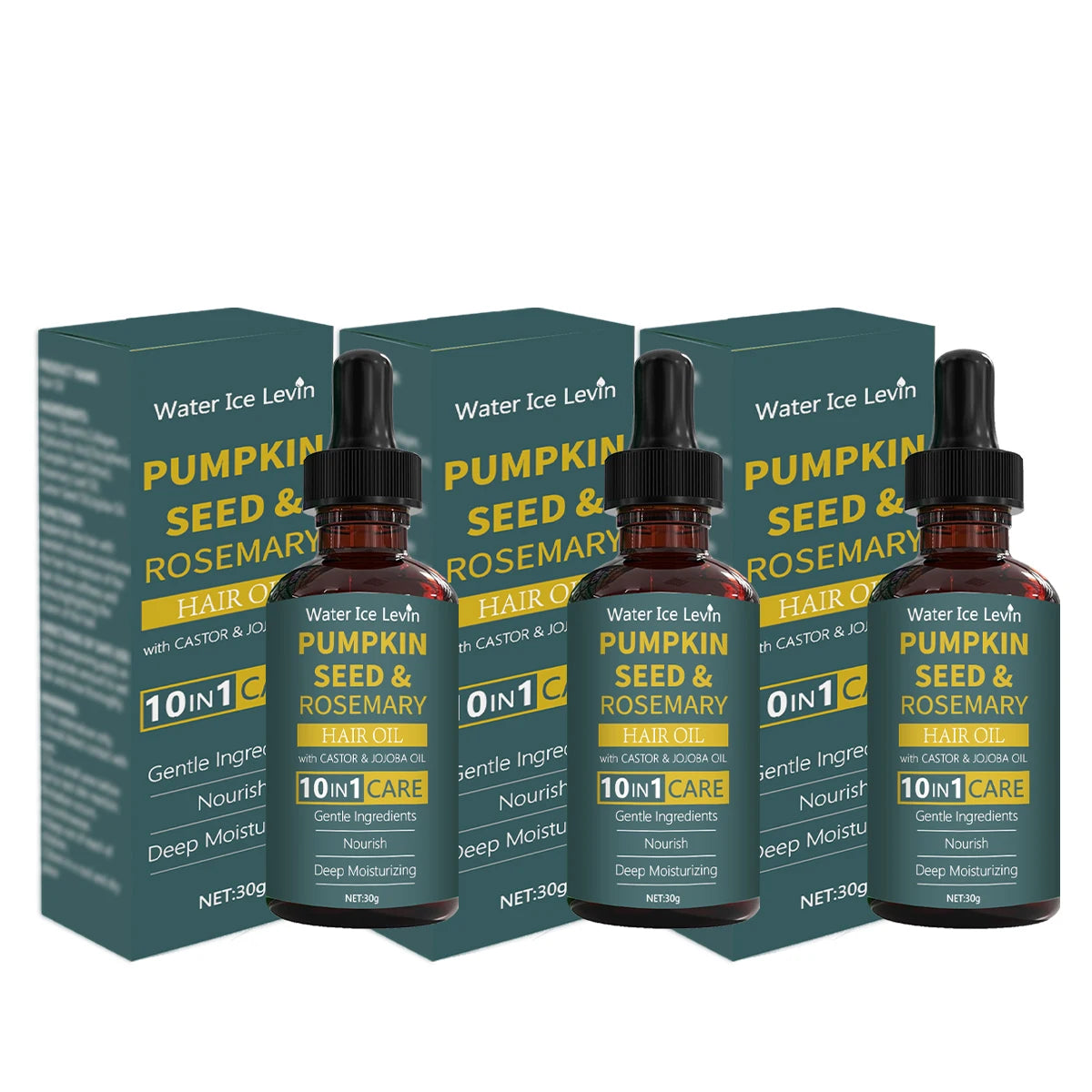 Pumpkin Seed & Rosemary Hair Oil 10-in-1 Care for Deep Nourishing & Moisturizing,Gentle Formula for All Hair Types Qme Brown 30ml